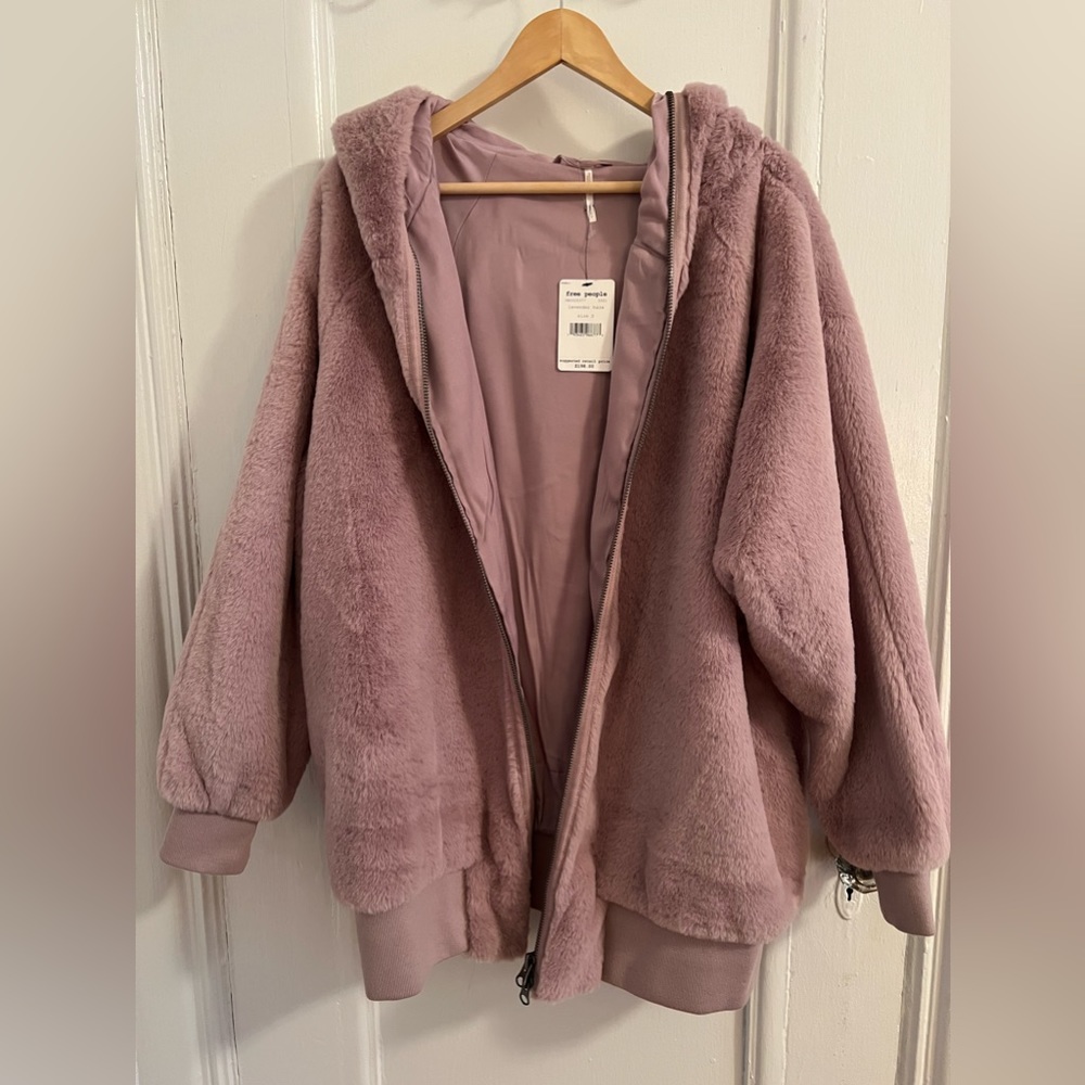 Free People Lavender Coat with hood. Oversized fit.